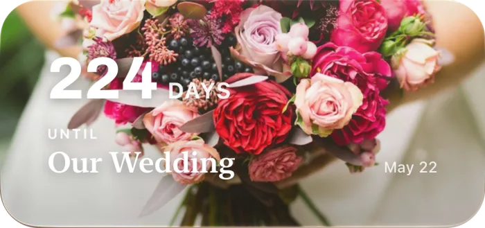 Medium photo widget: 224 days until Our Wedding, May 22
